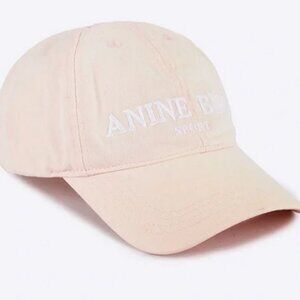 Anine Bing Sport Pink Baseball Cap White Embroidery Adjustable Hat